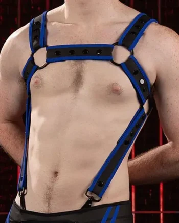 Mr S Leather FuckGear Crossbow Harness Blue