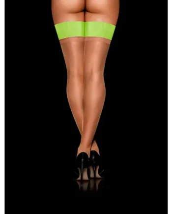 Neon Green Sheer Stay Up Stockings