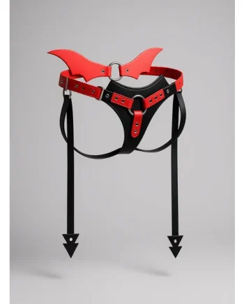 Creature Cocks Maelith Strap-On Harness with Devil Wings in Black & Red